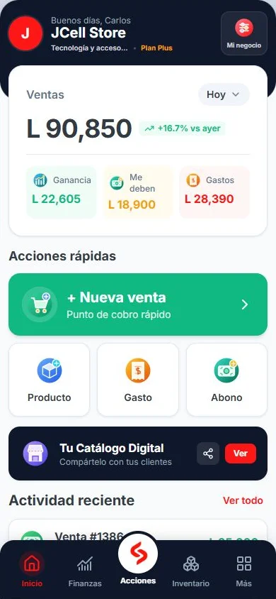 StockMóvil Plus en celular con datos de demostración